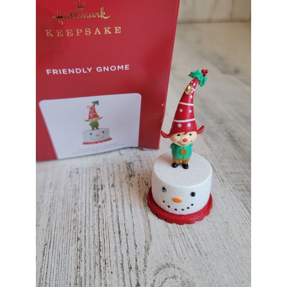 Hallmark friendly gnome glitter snowman ornament Xmas